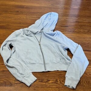 TNA Light Blue Cropped Hoodie zip up